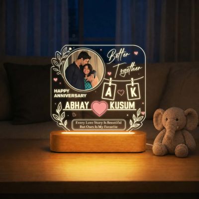 Personalized Anniversary Theme Photo Lamp for Couples Gift for Husband Wife, Anniversary, Valentine’s Day & Wedding Gift Warm White Lamp